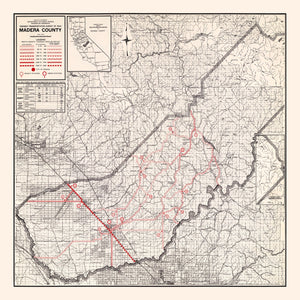 Vintage Map of Madera County, California 1935