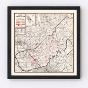 Vintage Map of Madera County, California 1935