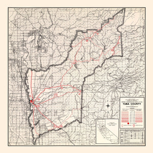 Vintage Map of Yuba County, California 1935