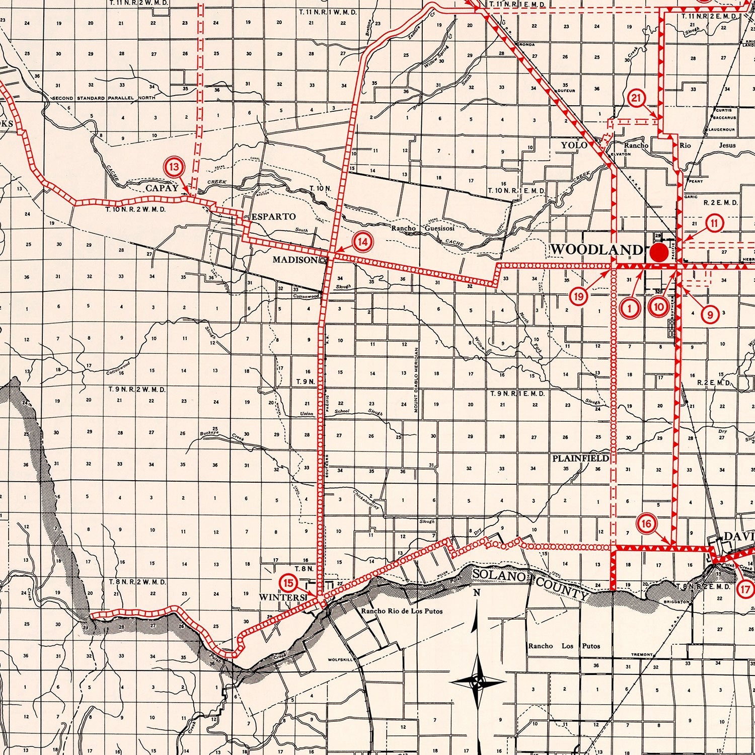 Vintage Map of Yolo County, California 1935