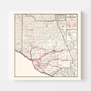 Vintage Map of Ventura County, California 1935