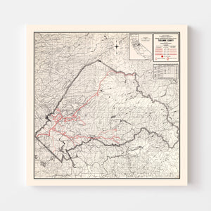 Vintage Map of Tuolumne County, California 1935