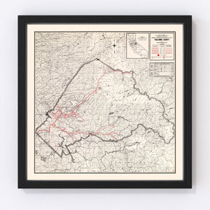 Vintage Map of Tuolumne County, California 1935