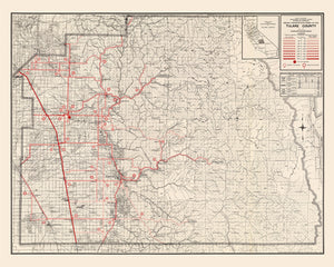 Vintage Map of Tulare County, California 1935