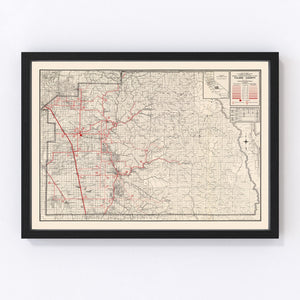 Vintage Map of Tulare County, California 1935