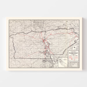 Vintage Map of Tehama County, California 1935