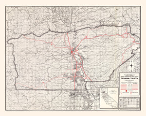 Vintage Map of Tehama County, California 1935
