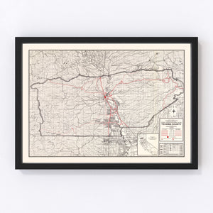 Vintage Map of Tehama County, California 1935