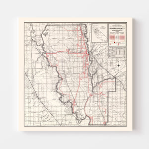 Vintage Map of Sutter County, California 1935