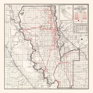 Vintage Map of Sutter County, California 1935