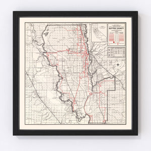 Vintage Map of Sutter County, California 1935