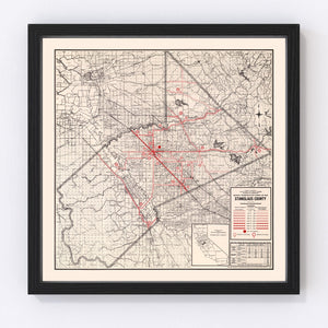 Vintage Map of Stanislaus County, California 1935