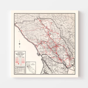 Vintage Map of Sonoma County, California 1935