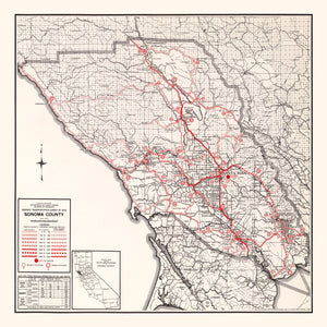 Vintage Map of Sonoma County, California 1935