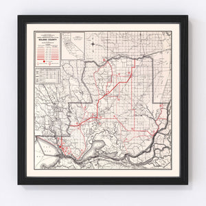 Vintage Map of Solano County, California 1935