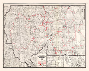 Vintage Map of Siskiyou County, California 1935