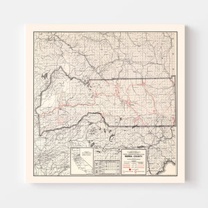 Vintage Map of Sierra County, California 1935