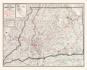 Vintage Map of Shasta County, California 1935