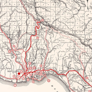 Vintage Map of Santa Cruz County, California 1935