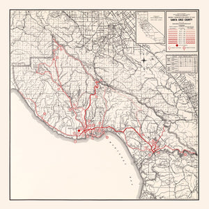 Vintage Map of Santa Cruz County, California 1935