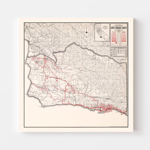 Vintage Map of Santa Barbara County, California 1935
