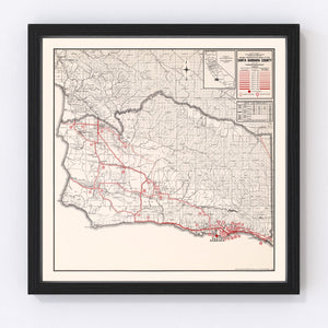 Vintage Map of Santa Barbara County, California 1935