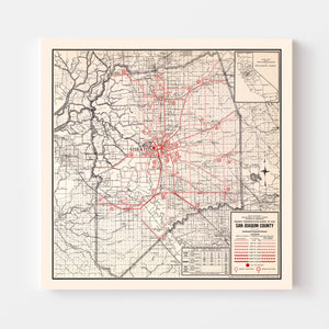 Vintage Map of San Joaquin County, California 1935