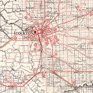 Vintage Map of San Joaquin County, California 1935