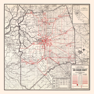 Vintage Map of San Joaquin County, California 1935