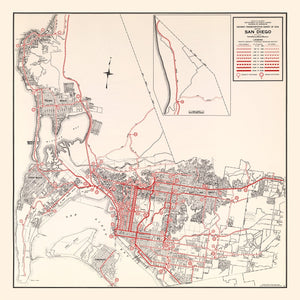 Vintage Map of San Diego, California 1935