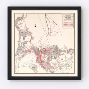 Vintage Map of San Diego, California 1935