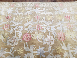 Modern Tibetan Rug 6x9, Wool and Silk Tibetan Rug, Handmade Tibetan Rug, Silk Flowers, Contemporary Rug, Soft Rug, Tibetan Area Rug, Tan