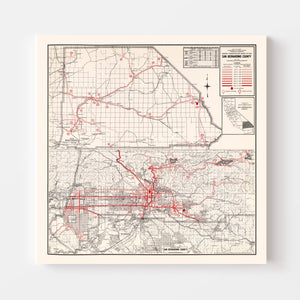 Vintage Map of San Bernadino County, California 1935