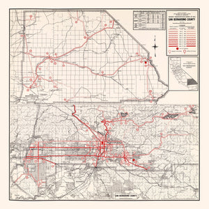 Vintage Map of San Bernadino County, California 1935
