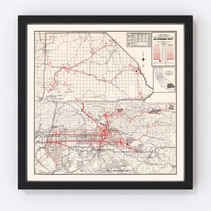 Vintage Map of San Bernadino County, California 1935