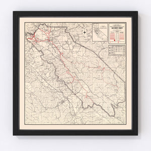 Vintage Map of San Benito County, California 1935
