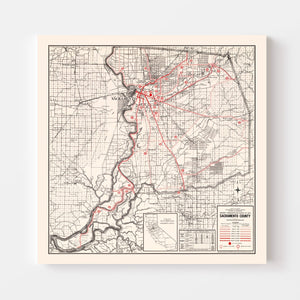 Vintage Map of Sacramento County, California 1935