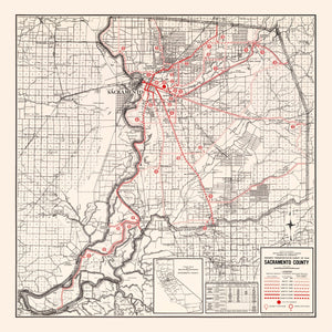 Vintage Map of Sacramento County, California 1935