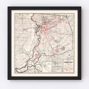 Vintage Map of Sacramento County, California 1935
