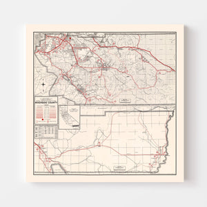 Vintage Map of Riverside County, California 1935