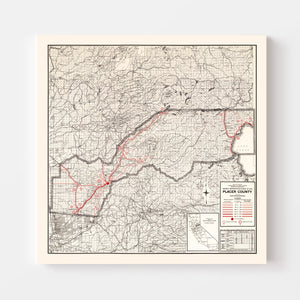 Vintage Map of Placer County, California 1935