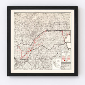 Vintage Map of Placer County, California 1935
