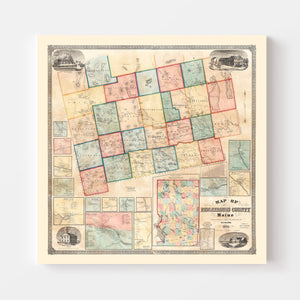 Vintage Map of Piscataquis County, Maine 1858