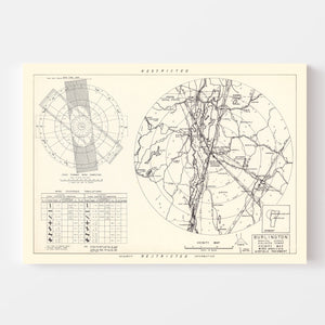 Vintage Map of the Burlington Municipal Airport Vicinity, 1952
