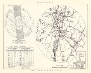 Vintage Map of the Burlington Municipal Airport Vicinity, 1952