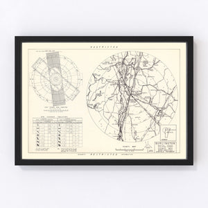 Vintage Map of the Burlington Municipal Airport Vicinity, 1952