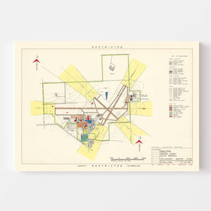 Vintage Map of Duluth Municipal Airport, 1951