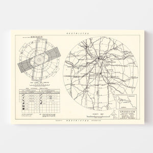 Vintage Map of the Grandview Municipal airport Vicinity, 1952