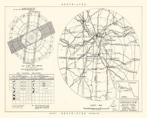 Vintage Map of the Grandview Municipal airport Vicinity, 1952