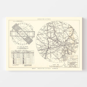 Vintage Map of the Greater Pittsburgh Airport Vicinity, 1951